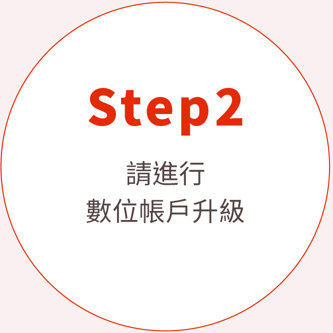 Step2請進行數位帳戶升級